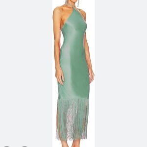 Women halter neck bodycon fringe dress